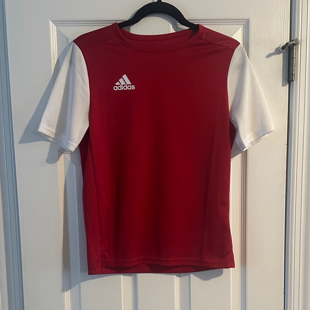 adidas Kids Red and White Short Sleeve Athletic Shirt